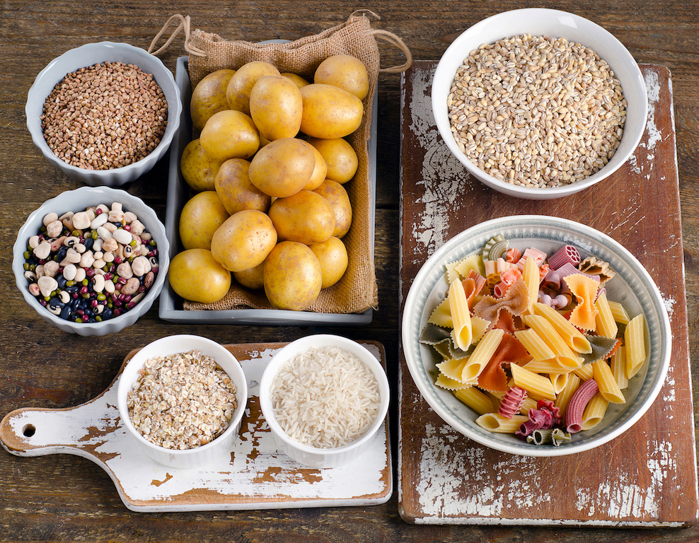 Healthy Food: Best Sources of Carbs on a wooden background. Top view