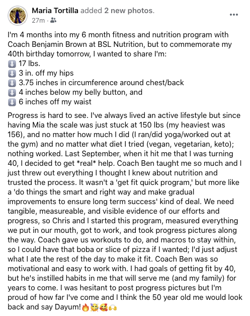 Maria Tortilla - Satisfied Body Systems' client